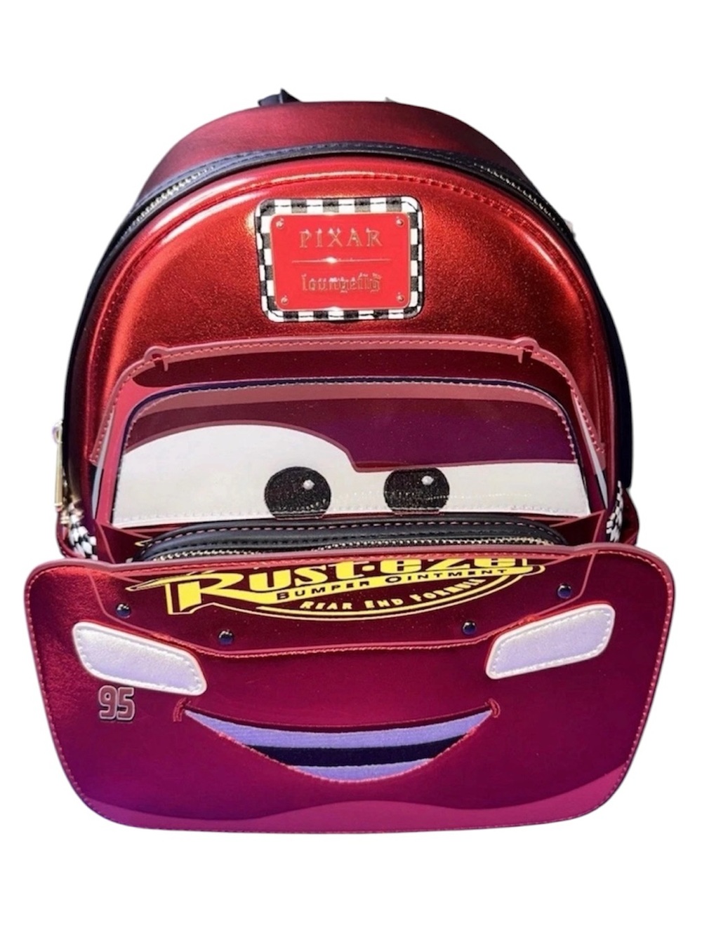 HT Loungefly Disney Pixar Cars Metallic Lightning McQueen Mini Backpack NWT